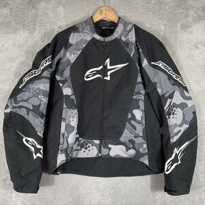 Alpinestars Sniper Motorcycle Jacket Mens Large Black Gray Camo Biker NO PADDING